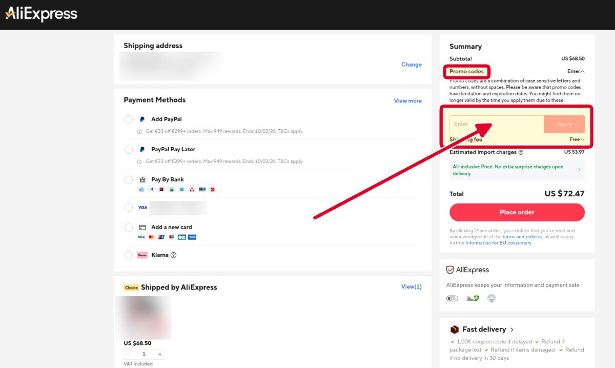 Enter your AliExpress promo code - AliExpress