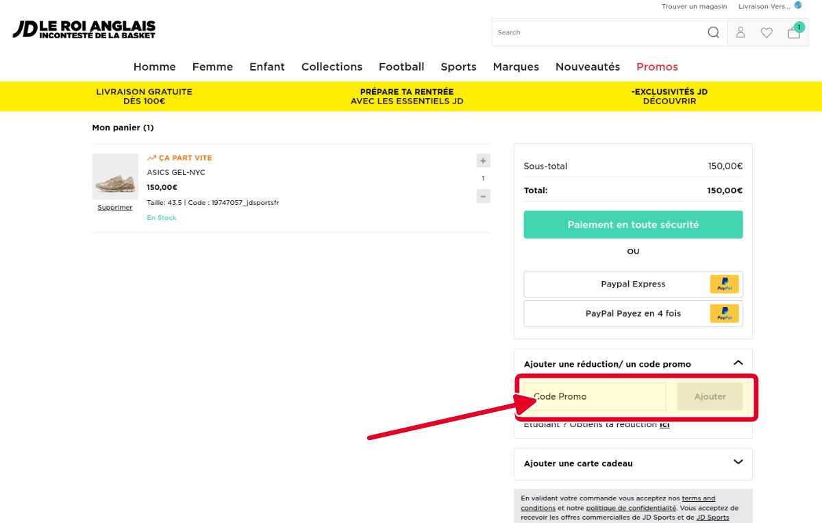 Saisissez votre code promo JD Sports - JD Sports