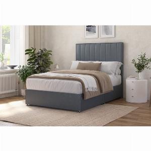 Enjoy 43 Discount on King Size Premium Silver Divan Bed with Ottoman