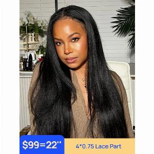 Nadula Flash Sale Kinky Curly And Kinky Straight Hair 4x075 T Part Lace Human Hair Wigs Natural Hairline