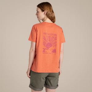 Craghoppers Womens National Trust Bistort Short Sleeved TShirt Red Sandstone