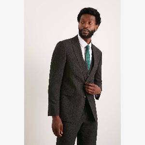 Mens Charcoal Slim Fit Essential Suit Jacket