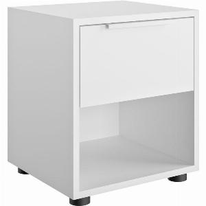 Comodino camera da letto 1 cassetto 1 vano a vista Tavolino da Notte 38x35x44 cm  Bianco