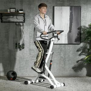 SPORTNOW STEPPER avec 12 niveaux de résistance affichage LCD 2 roues 80 cm x 61 cm x 134 cm Blanc  Noir