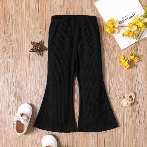 Girls Ribbed Flared Trousers in Solid Colour Was 850 Now 501