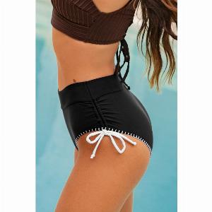 Bold Stitch Black High Waisted Bikini Bottoms