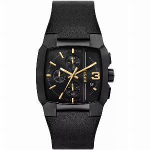 Diesel Cliffhanger Chronograph Black Leather Black Dial Mens Watch DZ4645