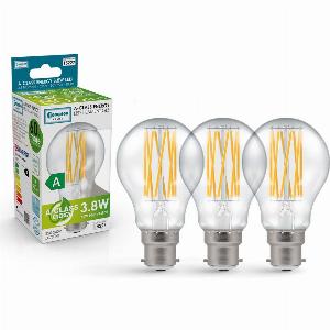 Crompton GLS LED Light Bulb UltraEfficient B22 38W 60W Eqv Warm White 3Pack AClass Clear