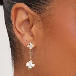 Small Flowel Detail Drop Stud Earrings In White And Gold Womens Size UK One Size