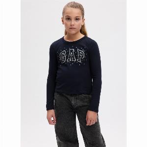 GAP  Tshirt a maniche lunghe stampa logo in foil Bambina Blu Notte Taglia L137145
