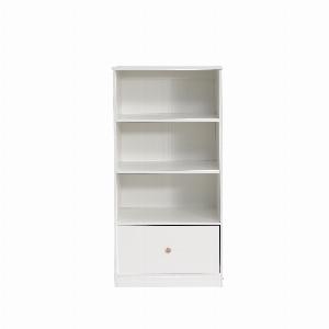 Bücherregal mit drei Einlegeböden und Schublade geräuschlose Gleiter MDF 6050120 cm Weiß