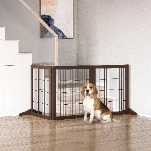 PawHut freistehendes Hundegitter aus Kiefernholz braun 185x36x71cm jetzt nur 6390  27  Rabat