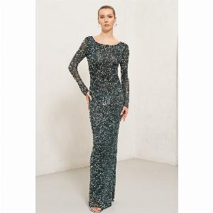 TFNC Gemmy Forest Green Sequin Maxi Dress