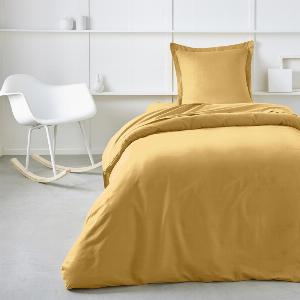Drap housse jersey coton Essential jaune 90 x 190 cm 989