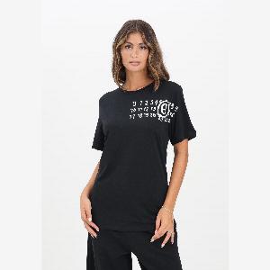 MAISON MARGIELA Tshirt a manica corta nera per donna ragazzi e bambini arricchita da un logo Hand Written