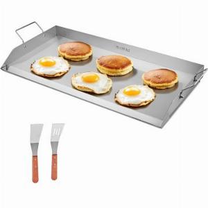 VEVOR Stainless Steel Griddle 32x16 inch Universal Flat Top Rectangular Plate Gas Grill Griddle for BBQ Grill Teppanyaki Portable Family Cookware with Handle for Camping Tailgating Party