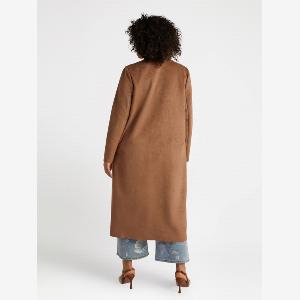 Fiorella Rubino  Trench lungo soft touch aperto davanti Donna Marrone Taglia S 4850 IT