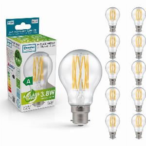 Crompton GLS LED Light Bulb UltraEfficient B22 38W 60W Eqv Warm White 10Pack AClass Clear