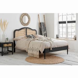 Get 26 Discount on Double Black Rattan Bed by Birlea Leonie