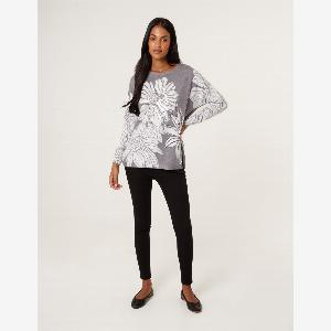 Enjoy 53 Off Grey ML Large Sequin Flower Jumper