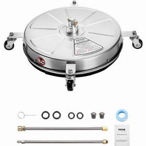 VEVOR 465 mm HochdruckreinigerOberflächenreiniger Flächenreiniger aus Edelstahl mit 4 Rädern max 4000 PSI 14ZollSchnellanschluss 2 Sprühdüsen 2 verlängerte Stäbe für Beton Terrasse Deck