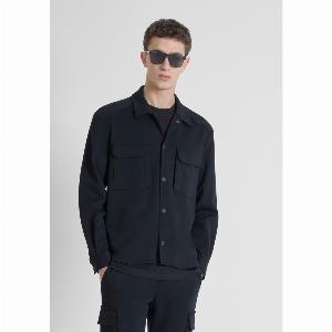 Camicia regular fit in misto cotone con tasconi
