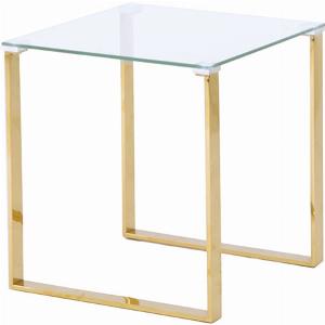 Enjoy 63 Discount on the Megan Clear Glass Side Table with Gold Legs