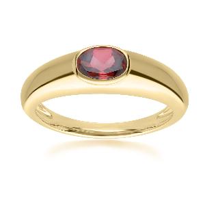 Contemporary Oval Garnet Ring in 18ct GoldPlated Silver Now 54