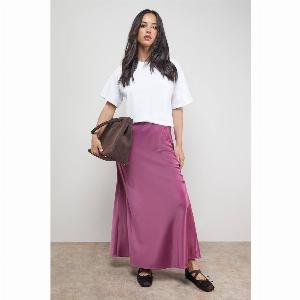 Bias Cut Satin Maxi Skirtmauve