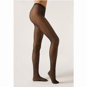 Calzedonia Collants Résille à Losanges Femme Noir Taille ML