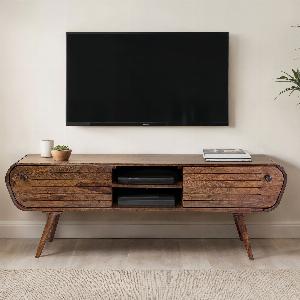 FineBuy Sheesham Lowboard 160 cm 2 Schubladen offenes Fach Skandi Vintage Design jetzt 43995