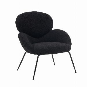 Teddy Chaise de Dressing en Velours avec Pieds en Métal tissu doux rembourré chaise de loisirs moderne pour salon et chambre Noir