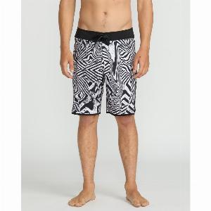 Short de bain Volcom Infuse Scallop Mod 19  Blanc Noir 49 30