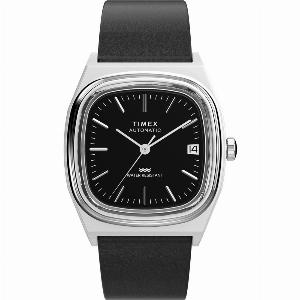 Timex 1983 E Line Black Dial Leather Strap Mens WatchTW2Y07500