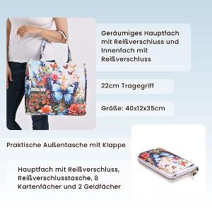35 Rabatt auf 2teiliges Taschenset Shopper und Handytasche im Schmetterlingsdesign