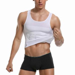 Sousvêtements pour hommes gilet minceur taille formateur corps Shaper ventre contrôle hauts Shapewear ventre corset chemises couche de base sousvêtements M noir