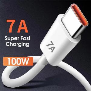 Cavo di ricarica USB Super Charging da 1 M 2 M a TypeC Cavo dati di ricarica rapida da 100 W 7 A per Huawei Xiaomi Caricatore rapido Length 1M bianco