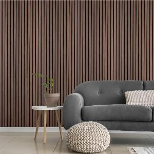 Acoustic Slat Wood Wall Panel  Smoked Oak  1200