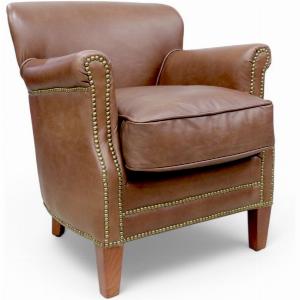 Professor Chocolate Brown Vintage Nappa Real Leather Armchair