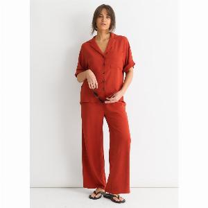 Rust Wide Leg Trousers with Elastic Waist now 1680 save 30