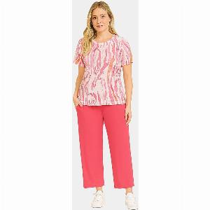 Anamor Abstract Swirl Print Short Sleeve Casual TShirt Size XL  Pink