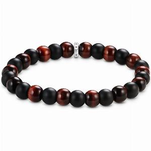 THOMAS SABO Rebel Silver Obsidian  Red Tigers Eye Bead Bracelet