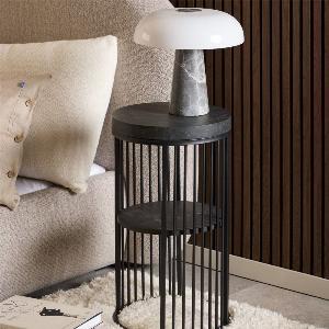Enjoy 39 Discount on Black Marble Effect Round Bedside Cabinet from Seattle