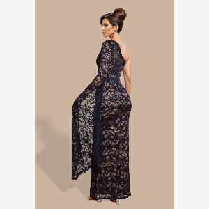 Goddiva Black One Shoulder Maxi Dress with Scalloped Neck is now 136 37 off