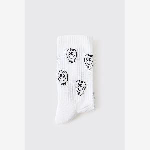Herren SportSocken mit Trippy Face Print  White  Größe 58  boohooMAN