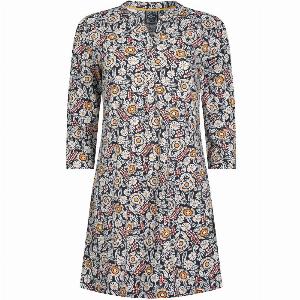 Weird Fish Ava Organic Cotton Printed Slub Tunic  Navy Size 18