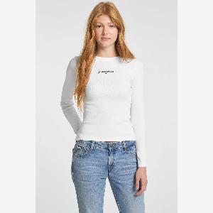 Debenhams Womens Guess Slim Rib Long Sleeve Top White  Size XS