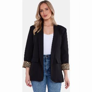Black Contrast Animal Print Blazer now 2880 was 36 20 Off