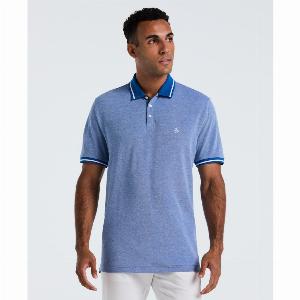 Birdseye Pique Tipped Polo Shirt In Classic Blue