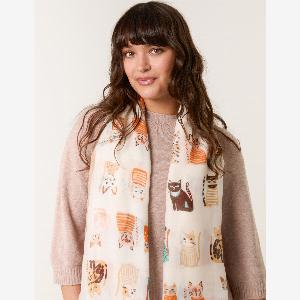 Cute cat print scarf  one  white pattern